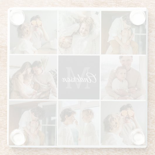 家族モダンのコラージュ写真とギフトパーソナライズされた ガラスコースター (裏面)