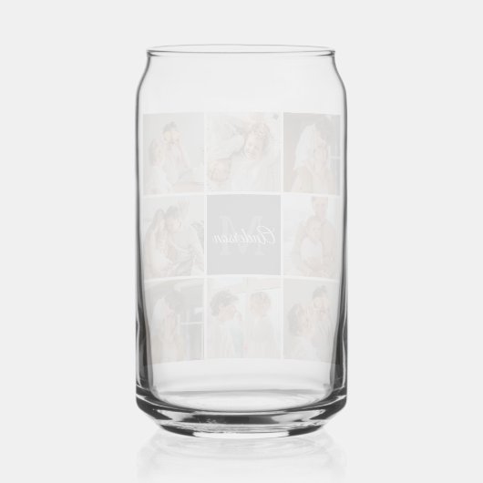 家族モダンのコラージュ写真とギフトパーソナライズされた ガラス缶 (裏面)