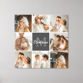 家族モダンのコラージュ写真とギフトパーソナライズされた キャンバスプリント (正面)