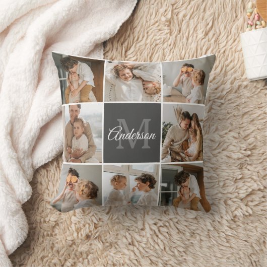 家族モダンのコラージュ写真とギフトパーソナライズされた クッション (ブランケット)