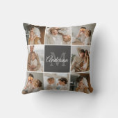 家族モダンのコラージュ写真とギフトパーソナライズされた クッション (裏面)