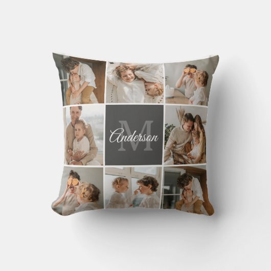 家族モダンのコラージュ写真とギフトパーソナライズされた クッション (正面)