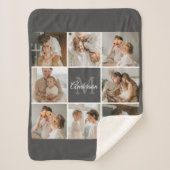 家族モダンのコラージュ写真とギフトパーソナライズされた シェルパブランケット (正面)