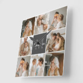 家族モダンのコラージュ写真とギフトパーソナライズされた スクエア壁時計 (傾斜)