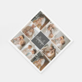 家族モダンのコラージュ写真とギフトパーソナライズされた スタンダードランチョンナプキン (角)