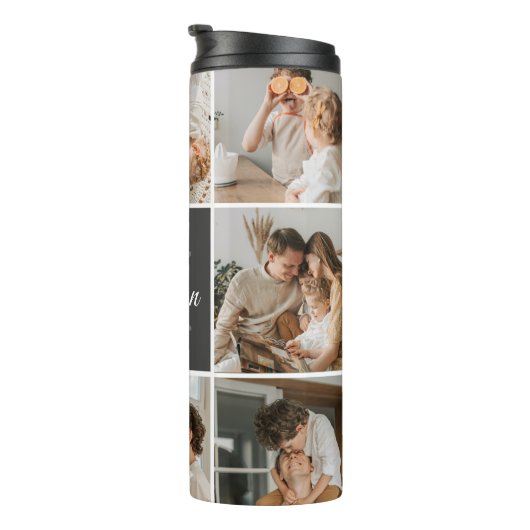 家族モダンのコラージュ写真とギフトパーソナライズされた タンブラー (回転右)