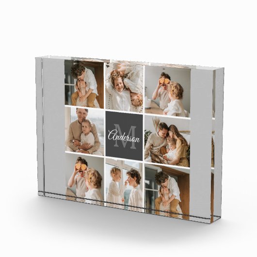 家族モダンのコラージュ写真とギフトパーソナライズされた フォトブロック (右)