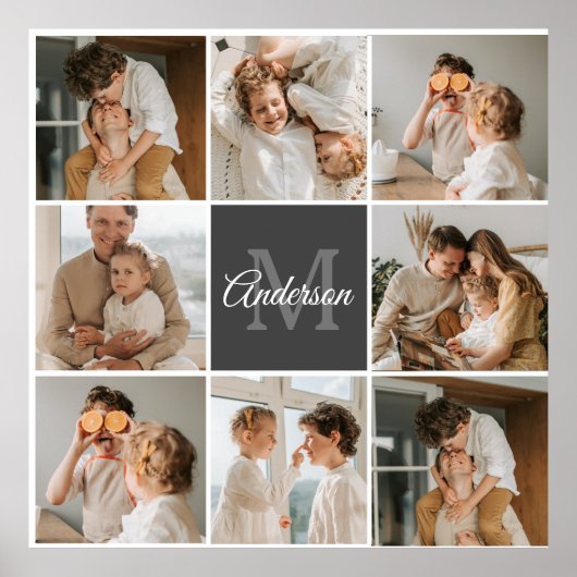 家族モダンのコラージュ写真とギフトパーソナライズされた ポスター (正面)