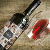 家族モダンのコラージュ写真とギフトパーソナライズされた ワインラベル