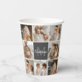 家族モダンのコラージュ写真とギフトパーソナライズされた 紙コップ (裏面)