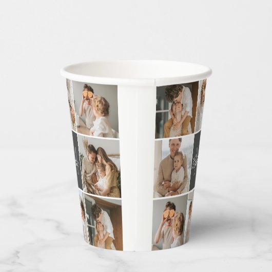 家族モダンのコラージュ写真とギフトパーソナライズされた 紙コップ (右)