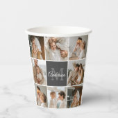 家族モダンのコラージュ写真とギフトパーソナライズされた 紙コップ (正面)