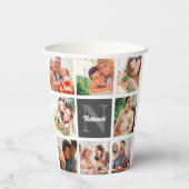 家族モダンのコラージュ写真とギフトパーソナライズされた 紙コップ (裏面)