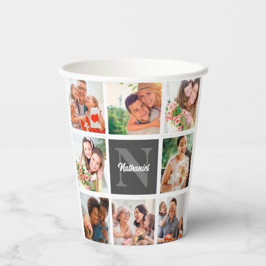 家族モダンのコラージュ写真とギフトパーソナライズされた 紙コップ (裏面)
