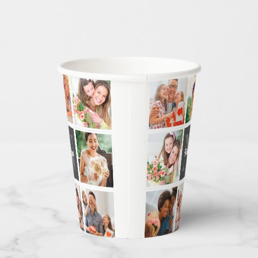 家族モダンのコラージュ写真とギフトパーソナライズされた 紙コップ (右)