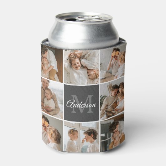 家族モダンのコラージュ写真とギフトパーソナライズされた 缶クーラー (缶正面)