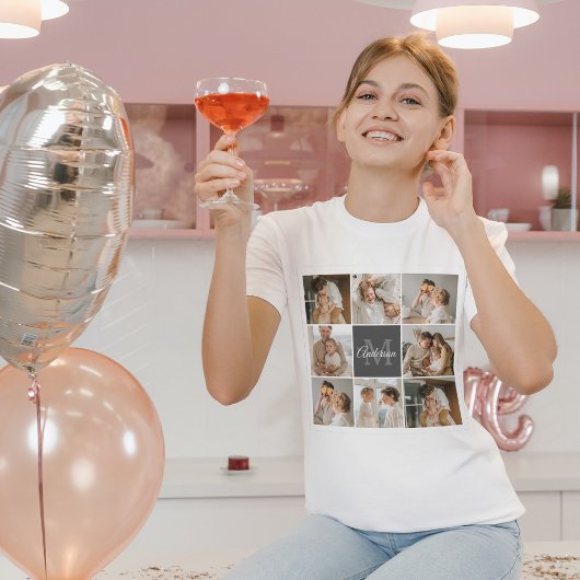 家族モダンのコラージュ写真とギフトパーソナライズされた Tシャツ