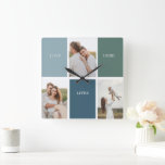 家族モダンのコラージュ写真 |ラブ・ライブ・ヒア スクエア壁時計<br><div class="desc">家族モダンのコラージュ写真 |ラブ・ライブ・ヒア</div>