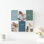 家族モダンのコラージュ写真 |ラブ・ライブ・ヒア  スクエア壁時計 (ホーム)