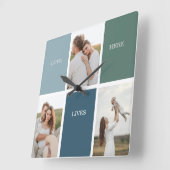 家族モダンのコラージュ写真 |ラブ・ライブ・ヒア  スクエア壁時計 (傾斜)