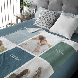 家族モダンのコラージュ写真 |愛ここに住む シェルパブランケット