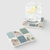 家族モダンのコラージュ写真 |愛ここに住む ストーンコースター (横)