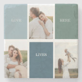 家族モダンのコラージュ写真 |愛ここに住む ストーンコースター (正面)