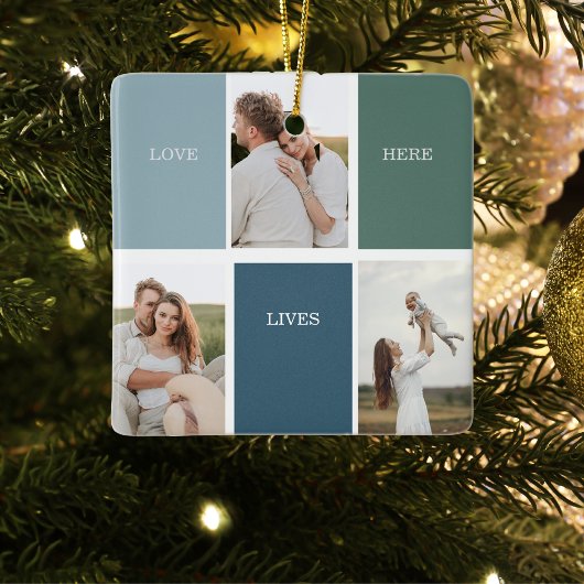 家族モダンのコラージュ写真 |愛ここに住む セラミックオーナメント