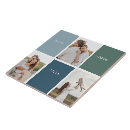 家族モダンのコラージュ写真 |愛ここに住む タイル (側面)