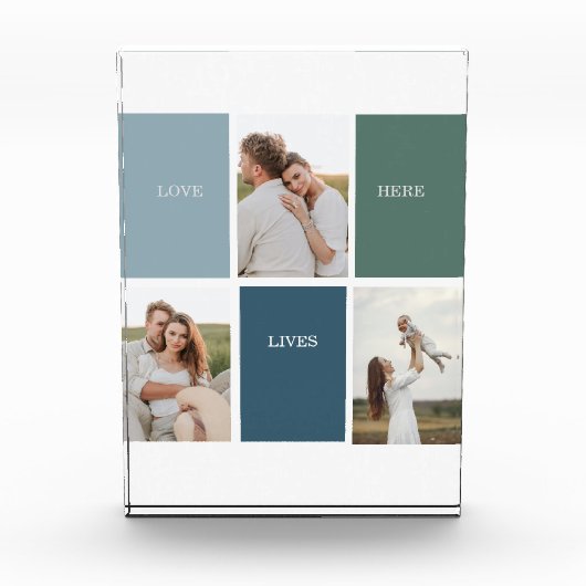 家族モダンのコラージュ写真 |愛ここに住む フォトブロック (正面)