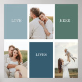 家族モダンのコラージュ写真 |愛ここに住む ポスター (正面)