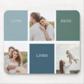 家族モダンのコラージュ写真 |愛ここに住む マウスパッド (正面)