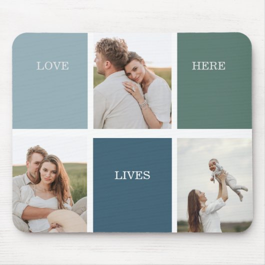家族モダンのコラージュ写真 |愛ここに住む マウスパッド (正面)