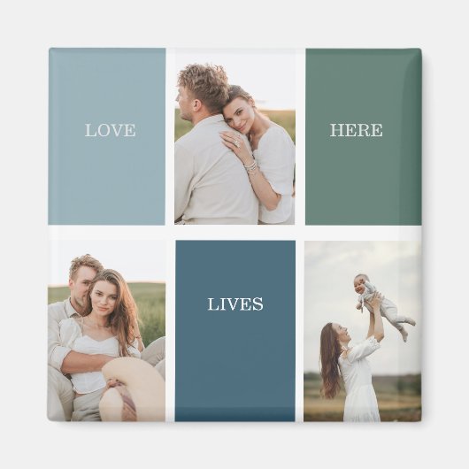 家族モダンのコラージュ写真 |愛ここに住む マグネット (正面)