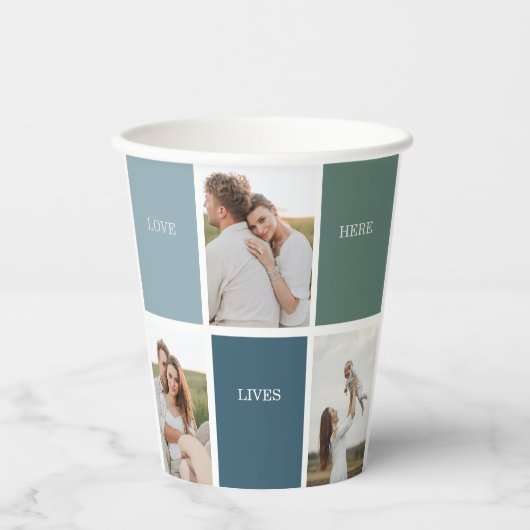 家族モダンのコラージュ写真 |愛ここに住む 紙コップ (正面)