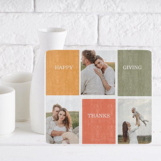 家族モダンのコラージュ写真 | Happy Thanksgiving カッティングボード