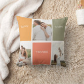 家族モダンのコラージュ写真 | Happy Thanksgiving クッション (ブランケット)