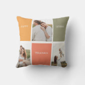 家族モダンのコラージュ写真 | Happy Thanksgiving クッション (裏面)