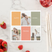 家族モダンのコラージュ写真 | Happy Thanksgiving スタンダードランチョンナプキン (インサイチュ)