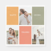 家族モダンのコラージュ写真 | Happy Thanksgiving スタンダードランチョンナプキン (正面)