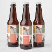 家族モダンのコラージュ写真 | Happy Thanksgiving ビールラベル (ボトル)