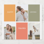 家族モダンのコラージュ写真 | Happy Thanksgiving ビールラベル (シングルラベル)