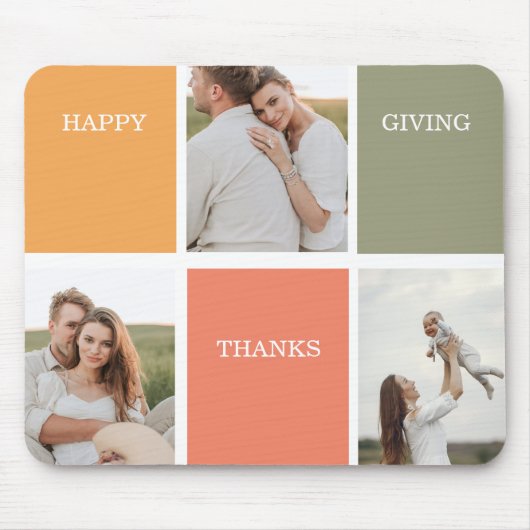 家族モダンのコラージュ写真 | Happy Thanksgiving マウスパッド (正面)