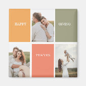 家族モダンのコラージュ写真 | Happy Thanksgiving マグネット (正面)