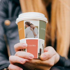 家族モダンのコラージュ写真 | Happy Thanksgiving 紙コップ