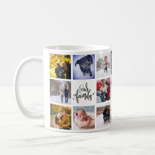 家族モダンのコラージュ コーヒーマグカップ (左)
