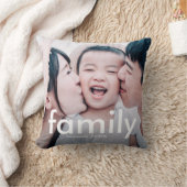 家族モダンのタイポグラフィThと写真 クッション (ブランケット)