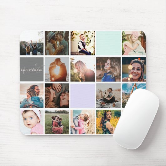 家族モダンのモノグラム16フォトコラージンググリッド マウスパッド (マウス)