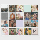 家族モダンのモノグラム16フォトコラージンググリッド ラッピングペーパー (フラット)