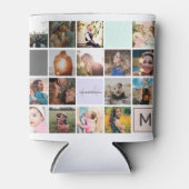 家族モダンのモノグラム16フォトコラージンググリッド 缶クーラー (正面)